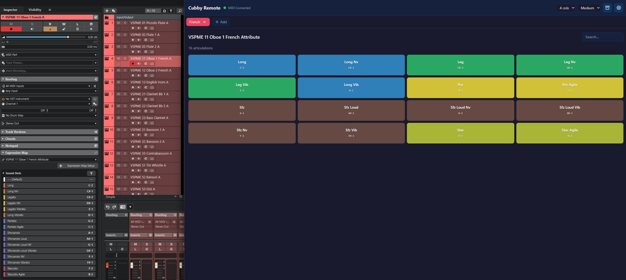 Expression map articulations matching track names in Cubase