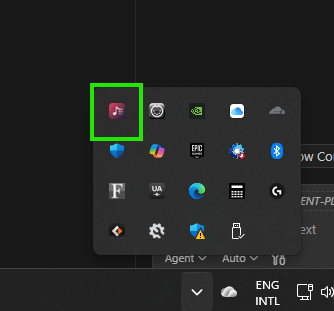 Windows system tray showing Cubby Remote icon